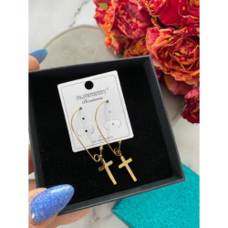 Złote kolczyki BLUEBERRY KRZYŻ KRZYŻE STAL 316