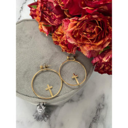 776 Kolczyki koła BLUEBERRY KRZYŻYKI KRZYŻE stal