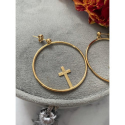 776 Kolczyki koła BLUEBERRY KRZYŻYKI KRZYŻE stal