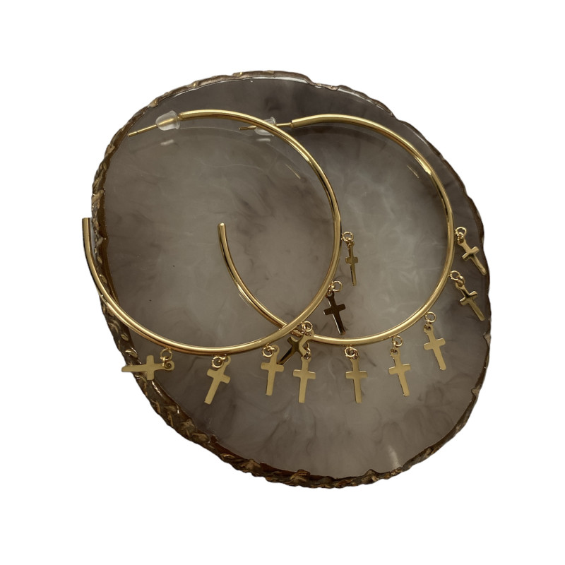 938 Kolczyki koła BLUEBERRY KRZYŻYKI KRZYŻE stal