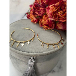 938 Kolczyki koła BLUEBERRY KRZYŻYKI KRZYŻE stal