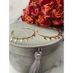 938 Kolczyki koła BLUEBERRY KRZYŻYKI KRZYŻE stal