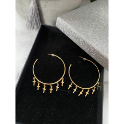 938 Kolczyki koła BLUEBERRY KRZYŻYKI KRZYŻE stal