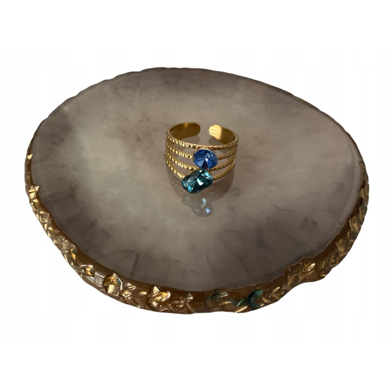 1024 Pierścionek obrączka roz 7/17 8/18 kamienie