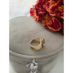 1048 Pierścionek obrączka roz 7/17 8/18 kamienie