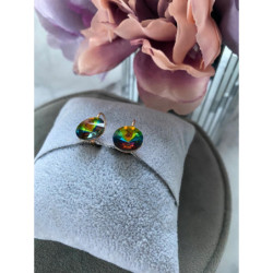 1035 Złote kolczyki SWAROVSKI HOLO OMBRE STAL 316L