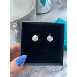 1033 Złote kolczyki SWAROVSKI HOLO OMBRE STAL 316L