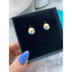 1033 Złote kolczyki SWAROVSKI HOLO OMBRE STAL 316L