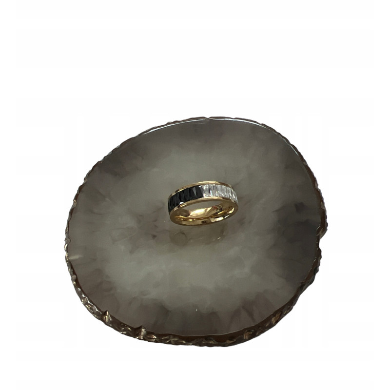 505 Pierścionek obrączka CYRKONIE czarne r 8/18mm
