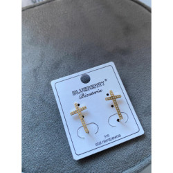 1032 Nausznica nausznice BLUEBERRY krzyż stal 316