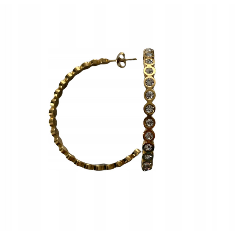 929 Złote kolczyki KOŁA KÓŁKA 4,5cm cyrkonie stal