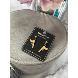 972 Złote kolczyki PISTOLET PISTOLETY MOON RIVER