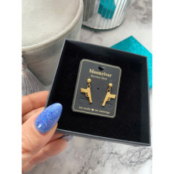 972 Złote kolczyki PISTOLET PISTOLETY MOON RIVER