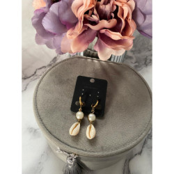 605 Złote kolczyki MUSZELKI PERŁY MUSZLE stal 316L