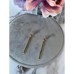 782 Złote kolczyki GWIAZDKI CZARNE Cyrkonie stal