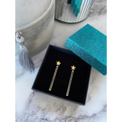 782 Złote kolczyki GWIAZDKI CZARNE Cyrkonie stal