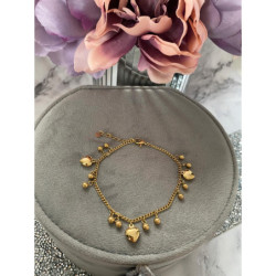 874 Złota bransoletka SERCA KULKI SERCE stal 316