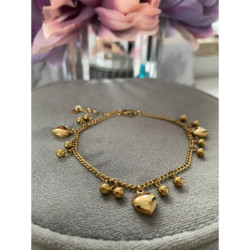 874 Złota bransoletka SERCA KULKI SERCE stal 316