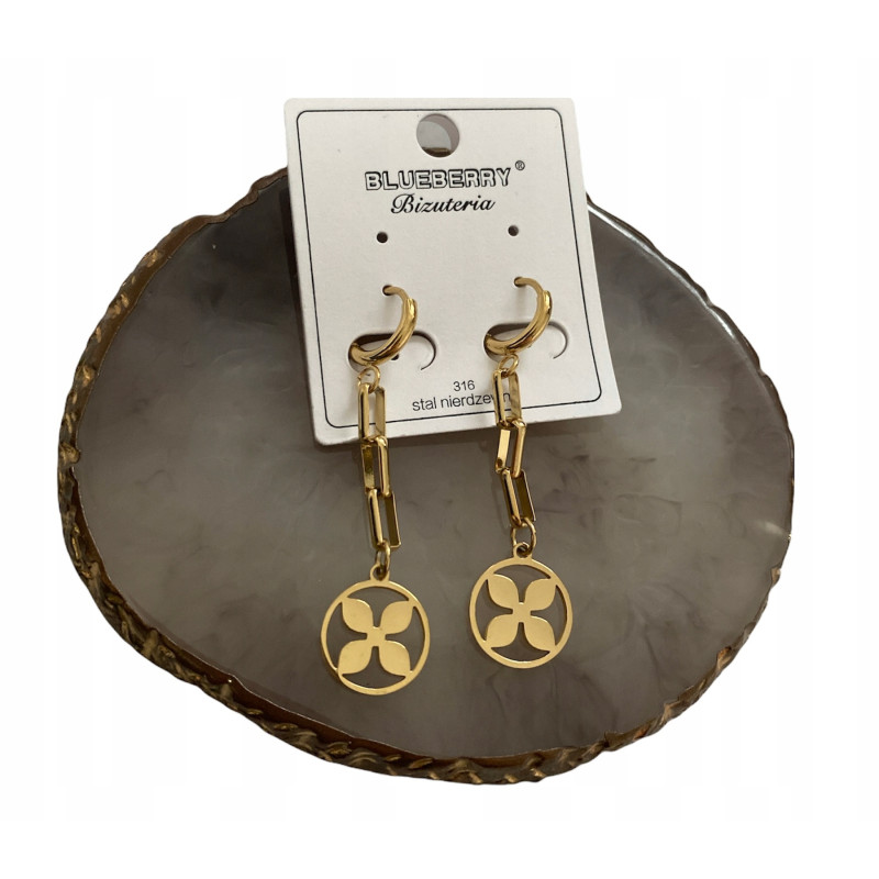 1294 Złote kolczyki BLUEBERRY KONICZYNKI stal 316