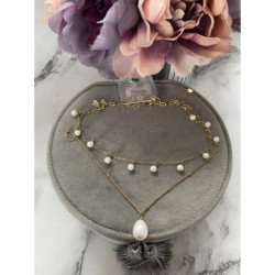 1029 Złoty naszyjnik Moon River PERŁY STAL 316L