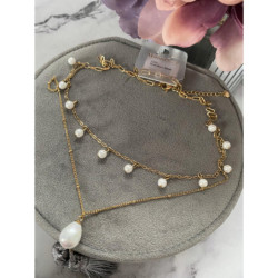 1029 Złoty naszyjnik Moon River PERŁY STAL 316L