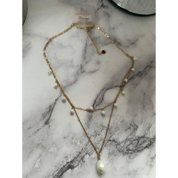 1029 Złoty naszyjnik Moon River PERŁY STAL 316L