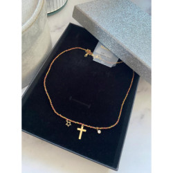 315 Naszyjnik Moon River koraliki KRZYŻ KRZYŻYK