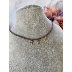 781 Naszyjnik Moon River koraliki KRZYŻ KRZYŻYK