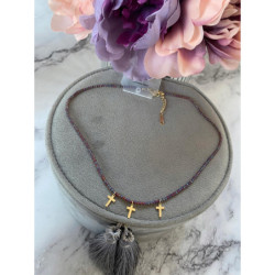 781 Naszyjnik Moon River koraliki KRZYŻ KRZYŻYK