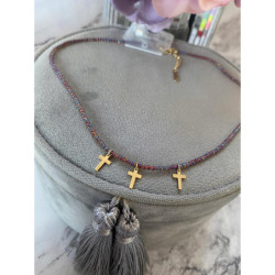 781 Naszyjnik Moon River koraliki KRZYŻ KRZYŻYK