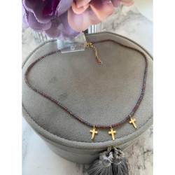 781 Naszyjnik Moon River koraliki KRZYŻ KRZYŻYK