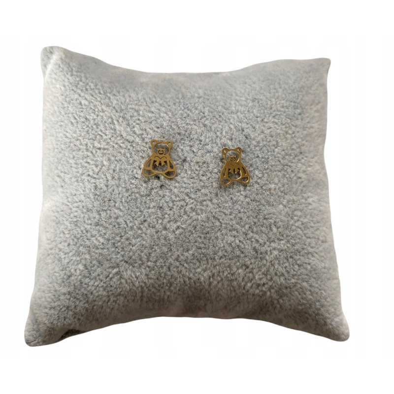 Złote kolczyki wkrętki Miś Misiu Misie stal 316L