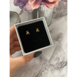 Złote kolczyki wkrętki Miś Misiu Misie stal 316L