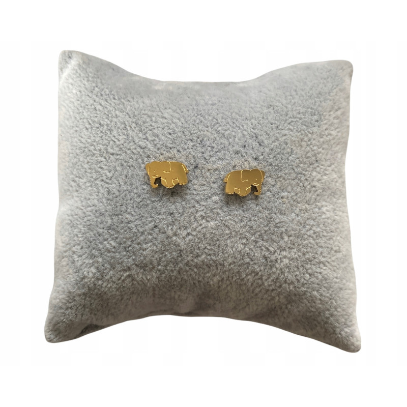 Złote kolczyki wkrętki Słoń Słonik stal 316L