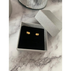 Złote kolczyki wkrętki Słoń Słonik stal 316L