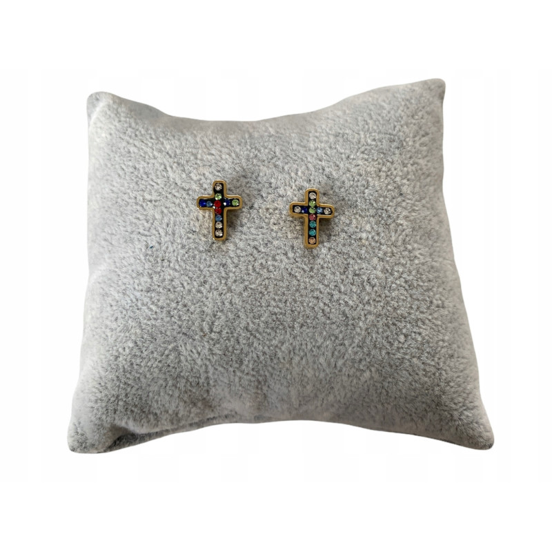 528 Złote kolczyki Moon River KRZYŻE KRZYŻYKI stal