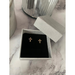 528 Złote kolczyki Moon River KRZYŻE KRZYŻYKI stal