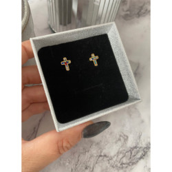 528 Złote kolczyki Moon River KRZYŻE KRZYŻYKI stal