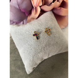 528 Złote kolczyki Moon River KRZYŻE KRZYŻYKI stal