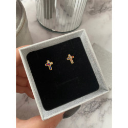 528 Złote kolczyki Moon River KRZYŻE KRZYŻYKI stal