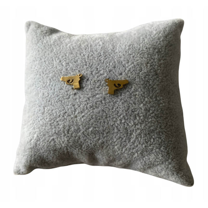 Złote kolczyki wkrętki PISTOLET BROŃ POLICJA stal