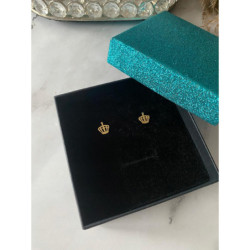 Złote kolczyki wkrętki KORONA DIADEM stal 316