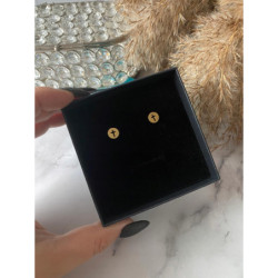 Złote kolczyki wkrętki KRZYŻ KRZYŻYK stal 316