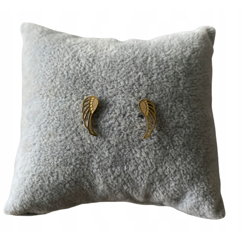 Złote kolczyki wkrętki SKRZYDŁA SKRZYDEŁKA stal