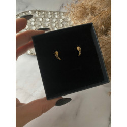 Złote kolczyki wkrętki SKRZYDŁA SKRZYDEŁKA stal