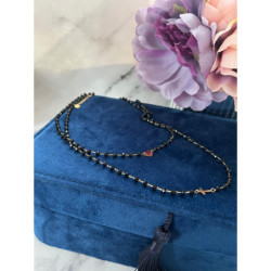 348 Naszyjnik różaniec KORALIKI KRZYŻ SERCE STAL