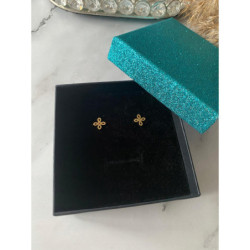 Złote kolczyki wkrętki KONICZYNKI KWIATKI stal