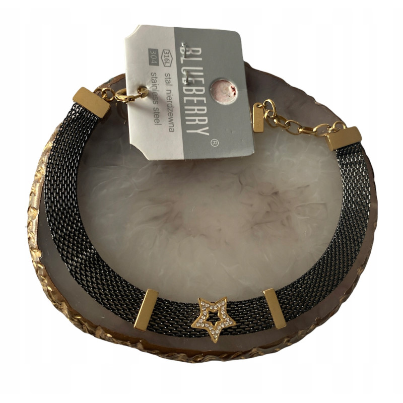 276 Bransoletka BLUEBERRY siateczka GWIAZDKA STAL