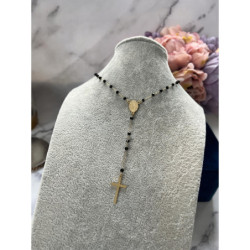 423 Naszyjnik różaniec KORALIKI KRZYŻ MEDALIK STAL