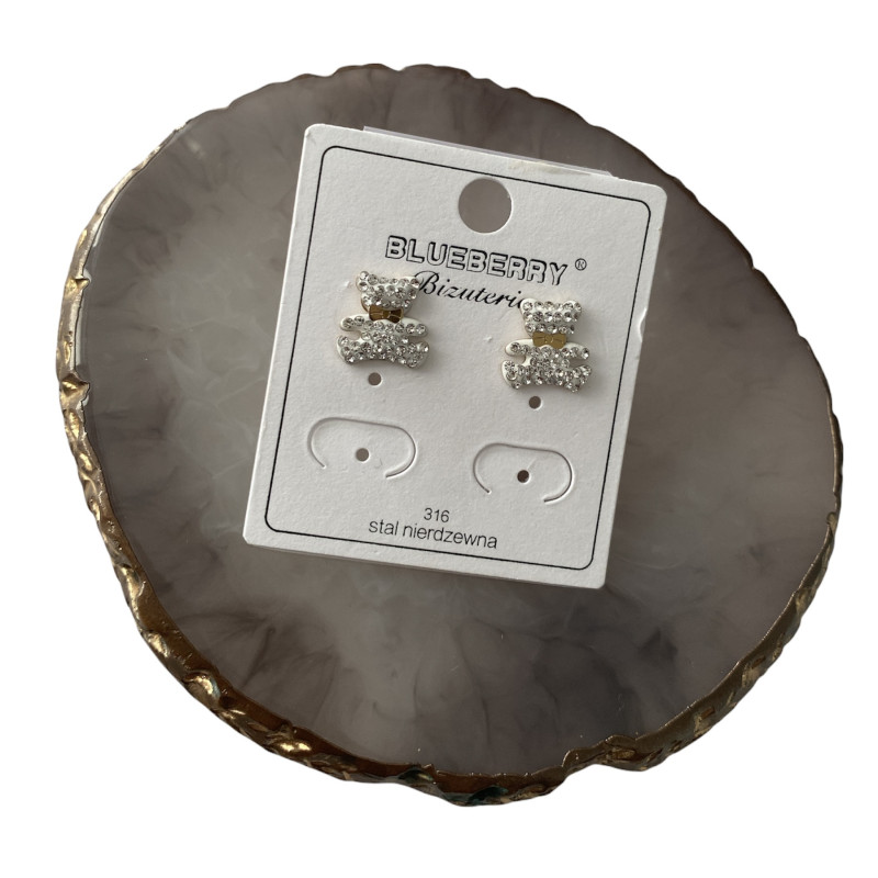 946 Kolczyki wkrętki sztyfty BLUEBERRY CYRKONIE